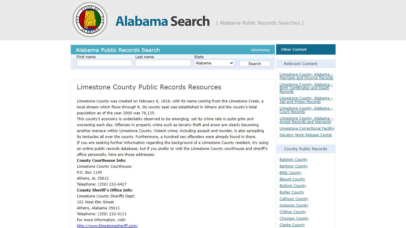 Limestone County Public Records Resources | Alabama - AL ...